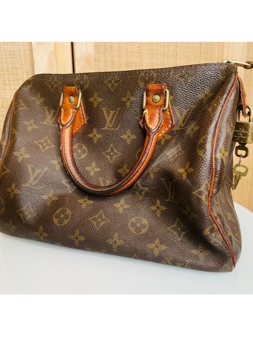 Louis Vuitton Brown Monogram Canvas Speedy  25 Bag with Tan Leather Trim - Picture 7 of 16
